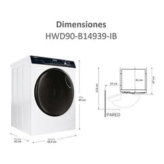 Lavadora Secadora Haier HWD90-B14939-IB I-Pro Series 3 9kg+6kg 1400rpm Clase A/C Direct Motion