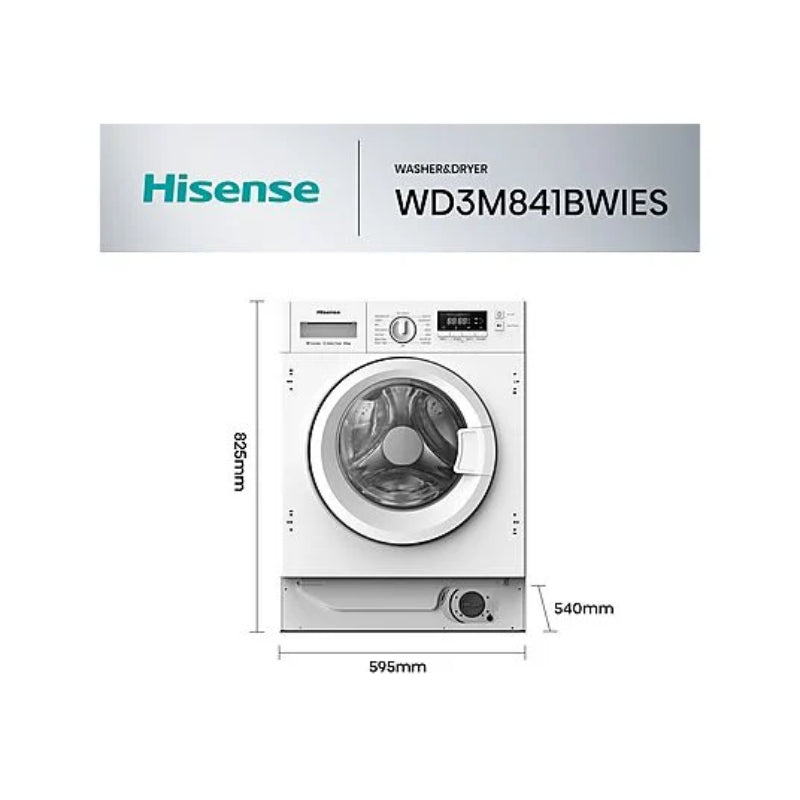 Lavadora Secadora Hisense WD3M841BWIES Integrable 8kg/6kg 1400rpm Clase E/B Inverter
