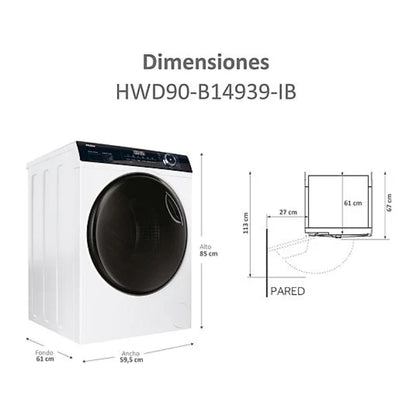 Lavadora Secadora Haier HWD90-B14939-IB I-Pro Series 3 9kg+6kg 1400rpm Clase A/C Direct Motion