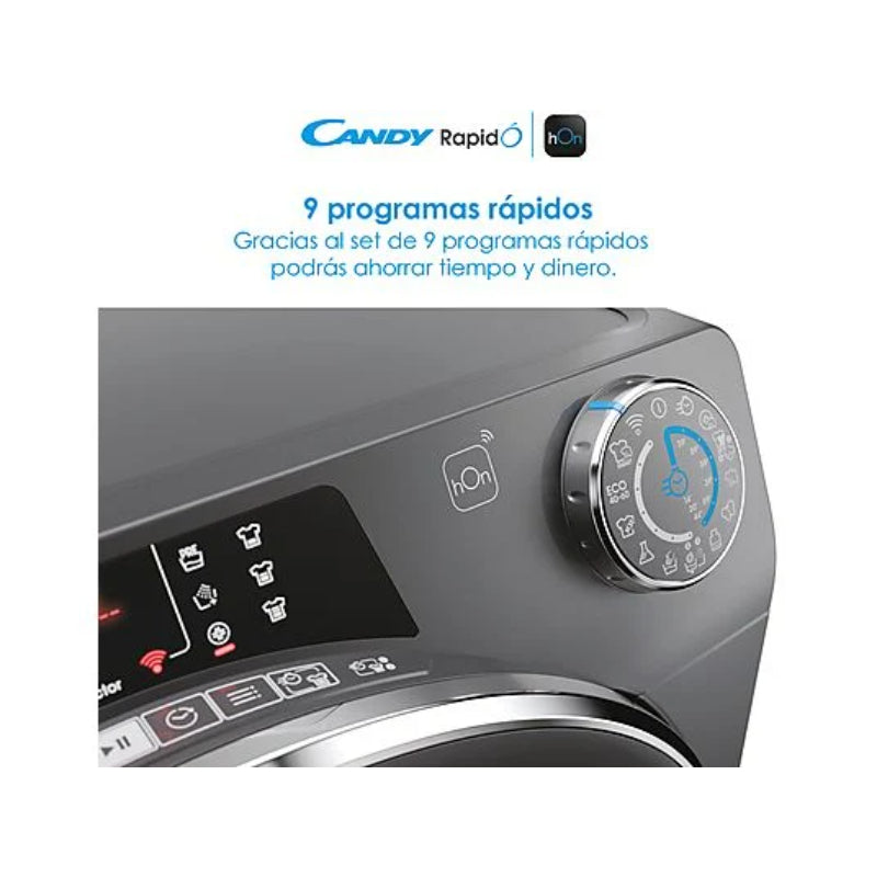 Lavadora Candy RapidÓ RO1484DWMCRT/1-S Carga Frontal 8kg 1400rpm Clase A Motor Inverter Antracita