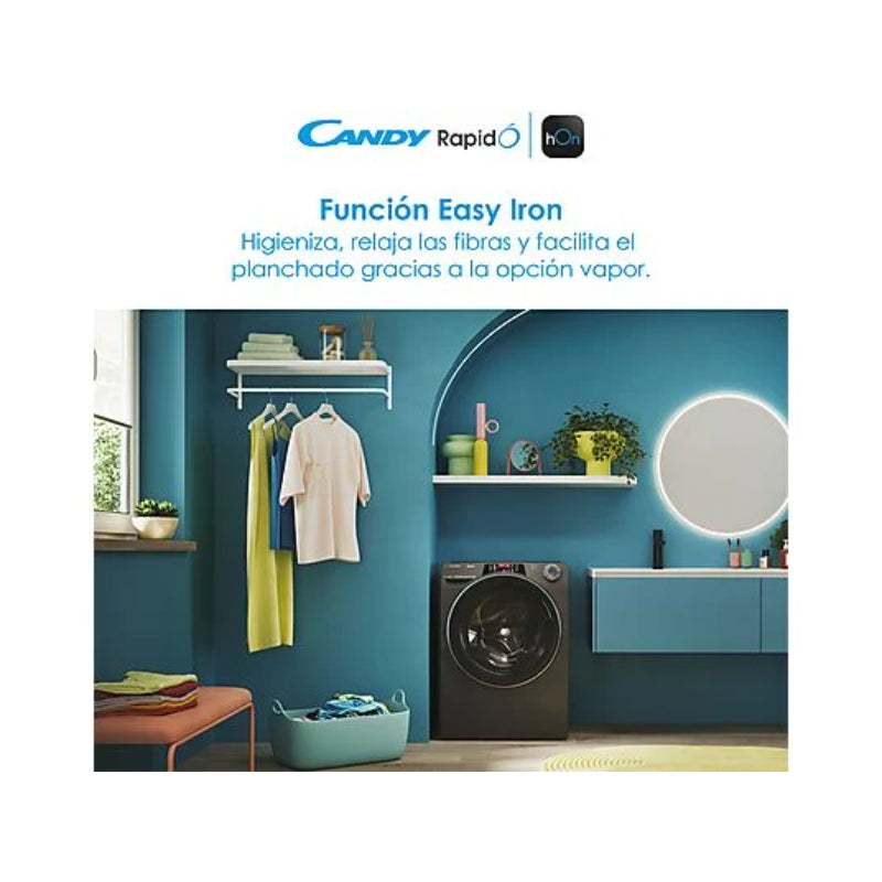 Lavadora Candy RapidÓ RO1484DWMCRT/1-S Carga Frontal 8kg 1400rpm Clase A Motor Inverter Antracita