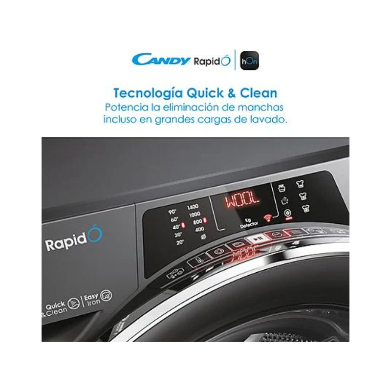Lavadora Candy RapidÓ RO1484DWMCRT/1-S Carga Frontal 8kg 1400rpm Clase A Motor Inverter Antracita