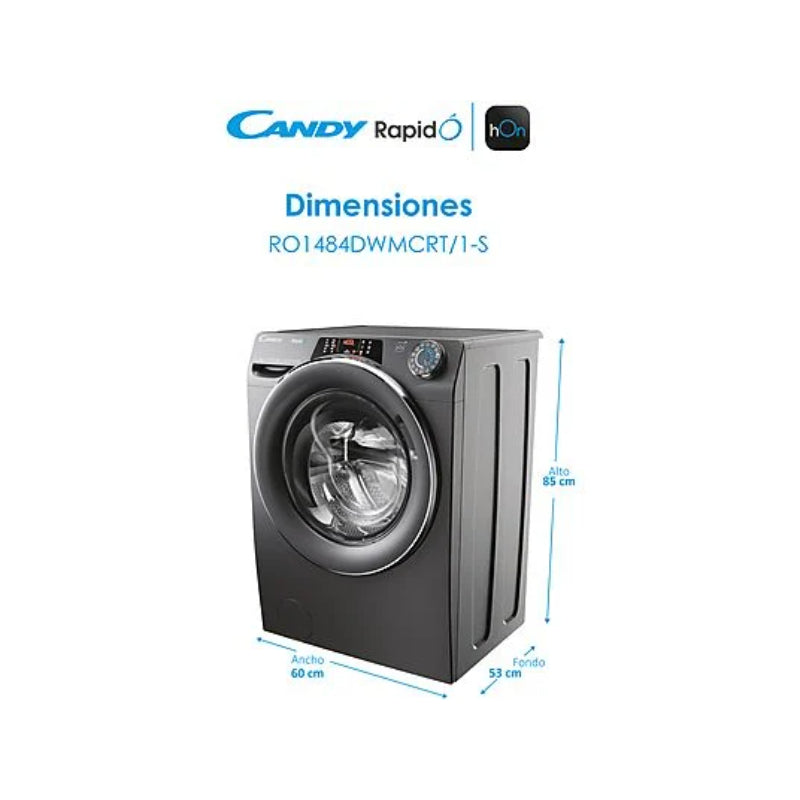 Lavadora Candy RapidÓ RO1484DWMCRT/1-S Carga Frontal 8kg 1400rpm Clase A Motor Inverter Antracita