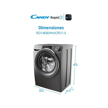 Lavadora Candy RapidÓ RO1484DWMCRT/1-S Carga Frontal 8kg 1400rpm Clase A Motor Inverter Antracita