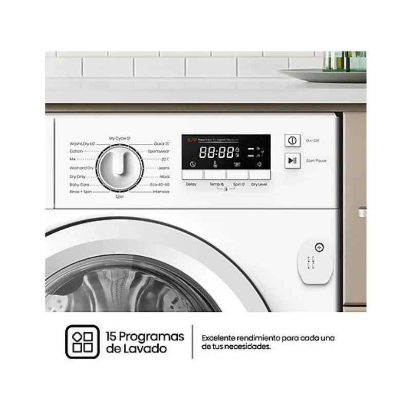 Lavadora Secadora Hisense WD3M841BWIES Integrable 8kg/6kg 1400rpm Clase E/B Inverter