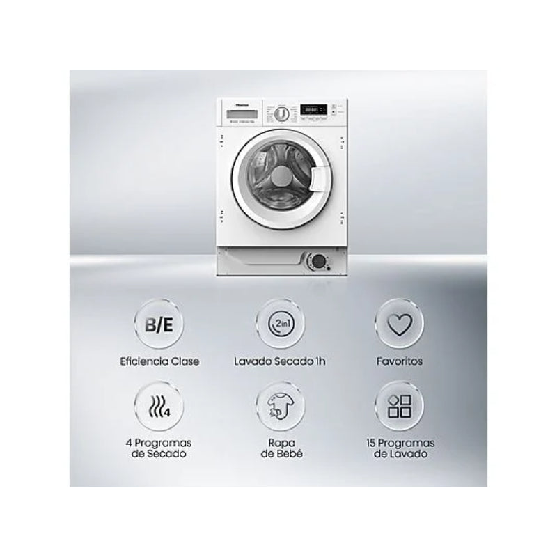 Lavadora Secadora Hisense WD3M841BWIES Integrable 8kg/6kg 1400rpm Clase E/B Inverter