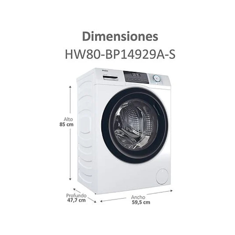 Lavadora Haier HW80-BP14929A-S I-Pro Series 1 8kg 1400rpm Clase A Motor Inverter Fondo 48cm Blanco