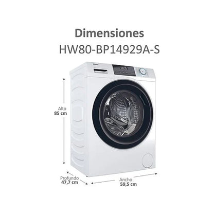 Lavadora Haier HW80-BP14929A-S I-Pro Series 1 8kg 1400rpm Clase A Motor Inverter Fondo 48cm Blanco