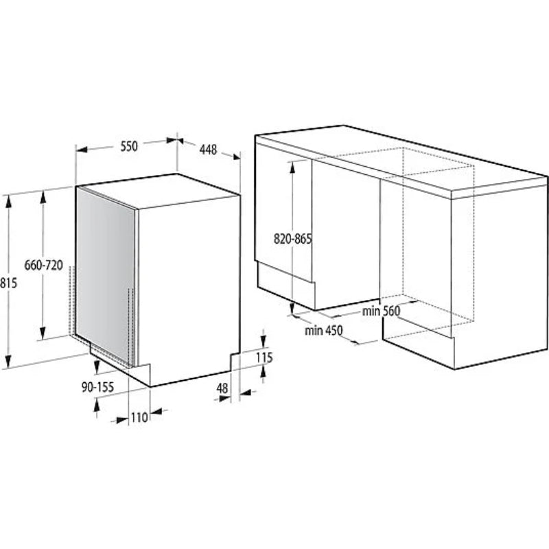 Lavavajillas Hisense HV543D10 Integrable 45cm 11 Servicios Clase D Motor Inverter Tercera Bandeja