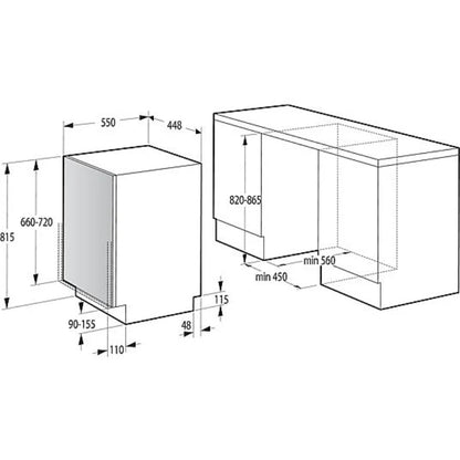 Lavavajillas Hisense HV543D10 Integrable 45cm 11 Servicios Clase D Motor Inverter Tercera Bandeja