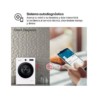 Lavadora LG F4X1009NWK Carga Frontal 9kg 1400rpm Clase A AI Direct Drive™ Steam™ Blanco Marfil
