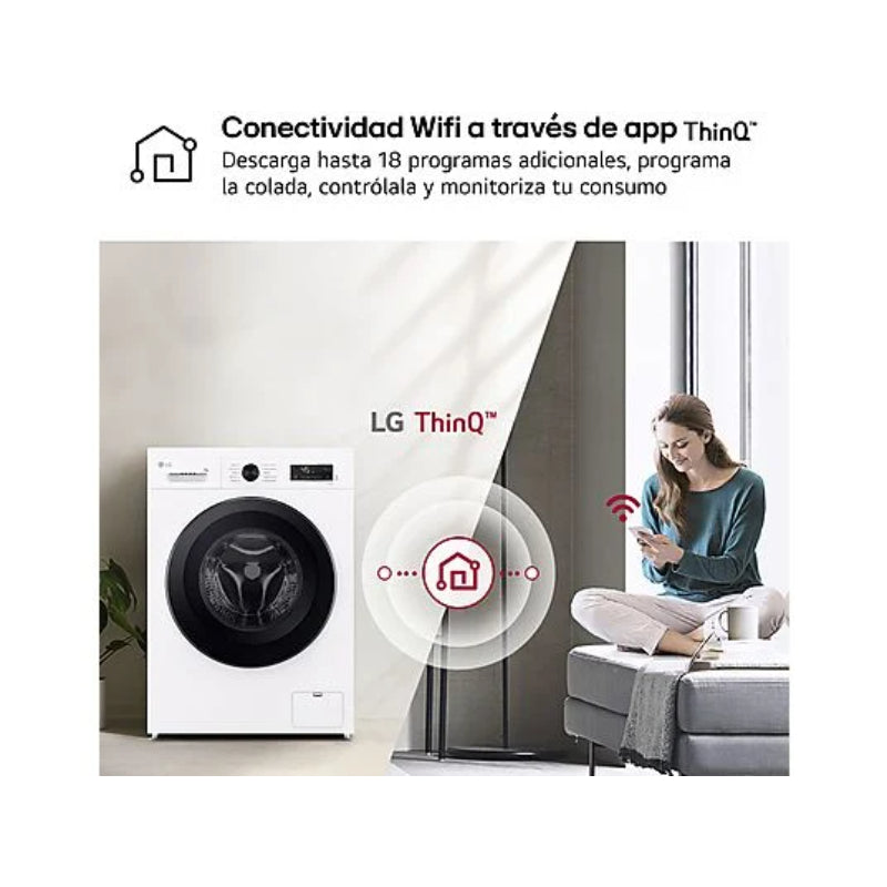 Lavadora LG F4X1009NWK Carga Frontal 9kg 1400rpm Clase A AI Direct Drive™ Steam™ Blanco Marfil