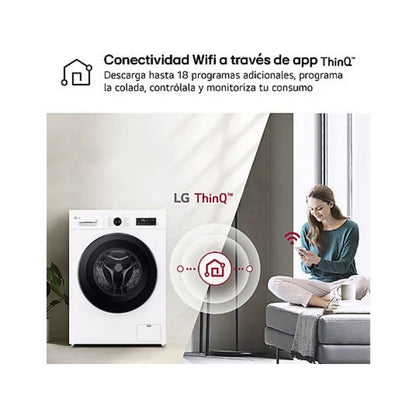 Lavadora LG F4X1009NWK Carga Frontal 9kg 1400rpm Clase A AI Direct Drive™ Steam™ Blanco Marfil