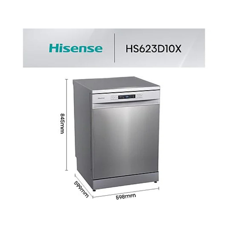 Lavavajillas Hisense HS623D10X Libre Instalación 14 Servicios Clase D Motor Inverter Inox