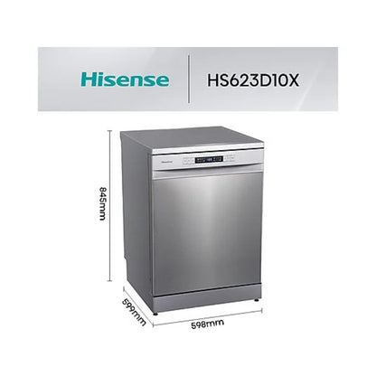 Lavavajillas Hisense HS623D10X Libre Instalación 14 Servicios Clase D Motor Inverter Inox