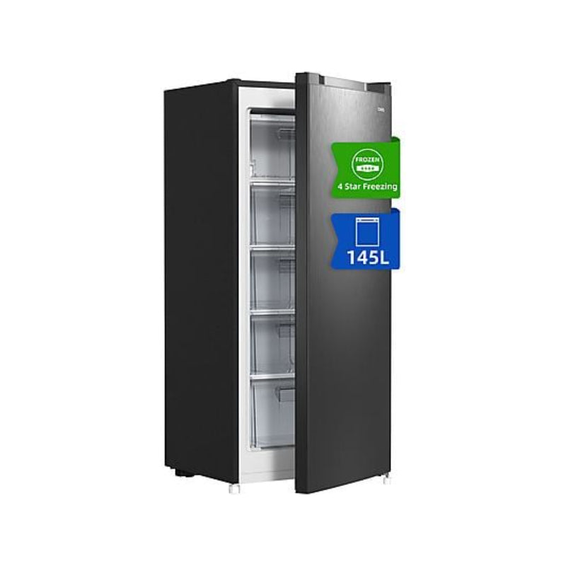 Congelador Vertical CHIQ FSD160D4E, 145 l, 126 cm, Congelación Rápida, Color Metálico Cepillado Oscuro