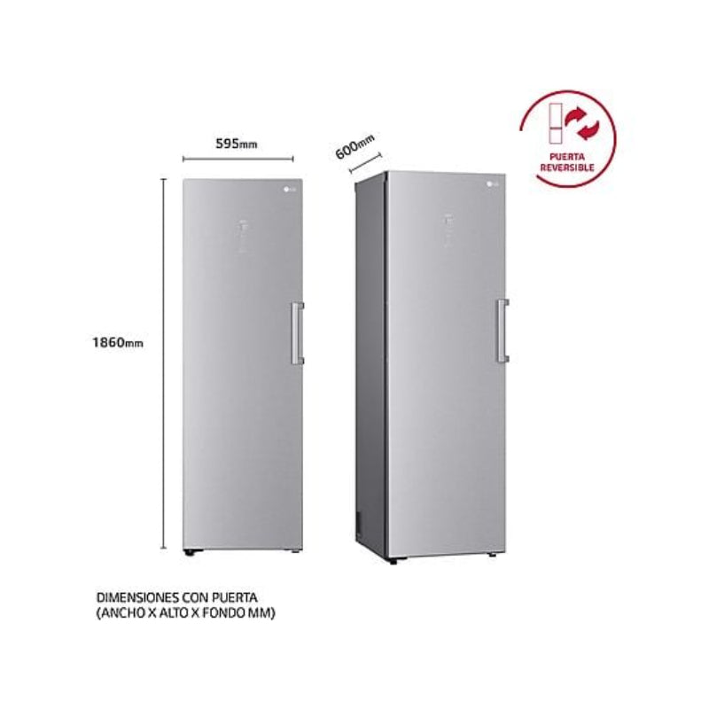 Congelador Vertical LG GFM61MBCSF, 324 l, 186 cm, Total No Frost, Inox Antihuellas
