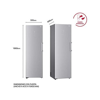 Congelador Vertical LG GFM61MBCSF, 324 l, 186 cm, Total No Frost, Inox Antihuellas
