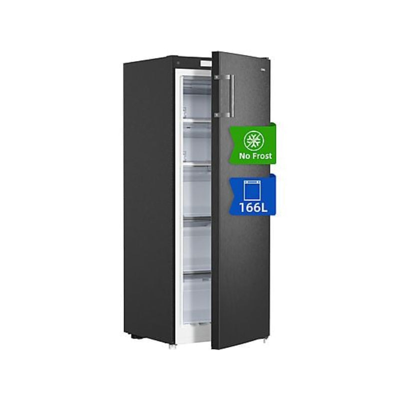 Congelador vertical CHIQ FSD166NE4E, 166 L, No Frost, 5 cajones, Color Inox Oscuro
