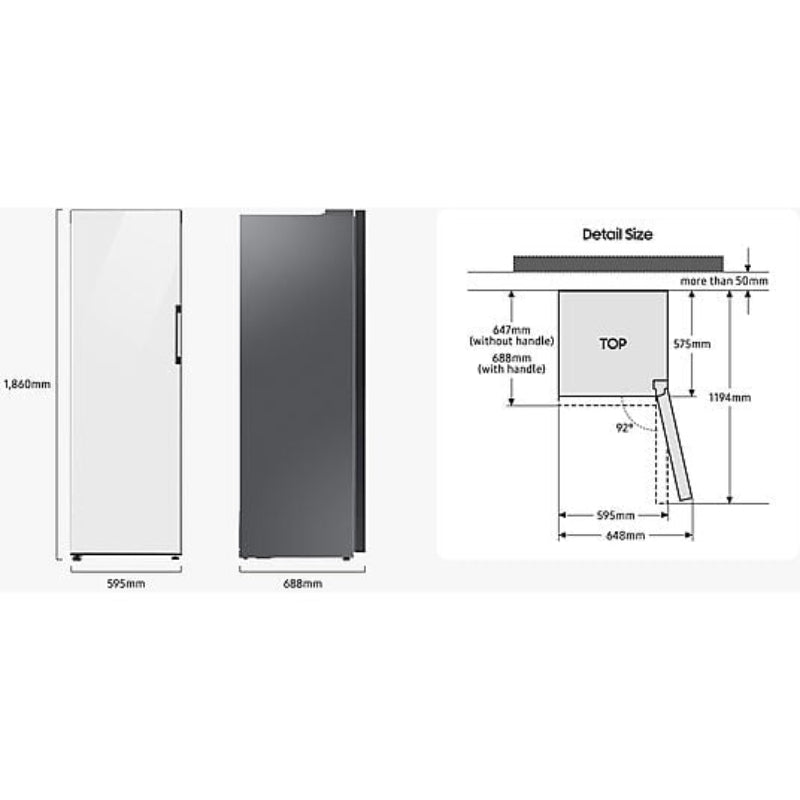 Congelador Vertical Samsung RZ32C7CBEB1/EF, 323 l, 186 cm, Grafito, No Frost