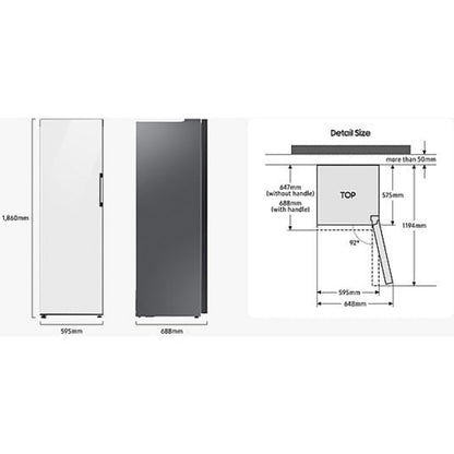 Congelador Vertical Samsung RZ32C7CBEB1/EF, 323 l, 186 cm, Grafito, No Frost