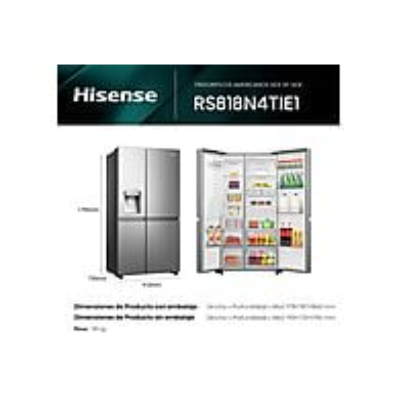 Frigorífico Hisense RS818N4TIE1 Americano Total No Frost 636L Dispensador SIN TOMA DE AGUA Inox