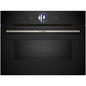 Horno compacto Bosch CMG7761B1, Integrable, 45 L, Aire caliente 4D, Pirolítico y limpieza por agua, Home Connect, Negro