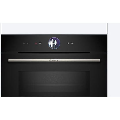 Horno compacto Bosch CMG7761B1, Integrable, 45 L, Aire caliente 4D, Pirolítico y limpieza por agua, Home Connect, Negro