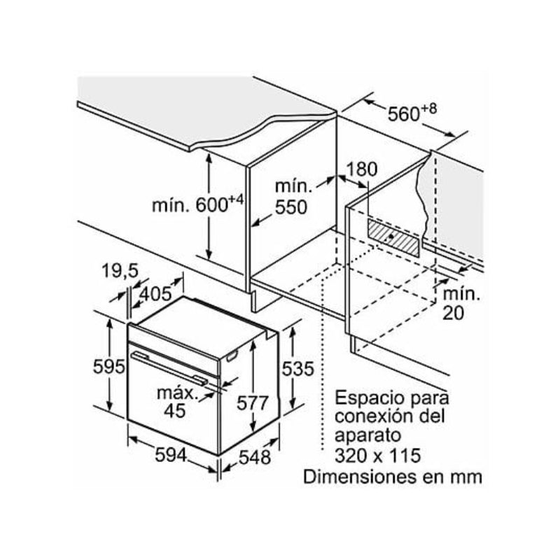 Horno multifunción BOSCH HBG7241B1, Integrable, 71 L, Home Connect, AirFry, Negro