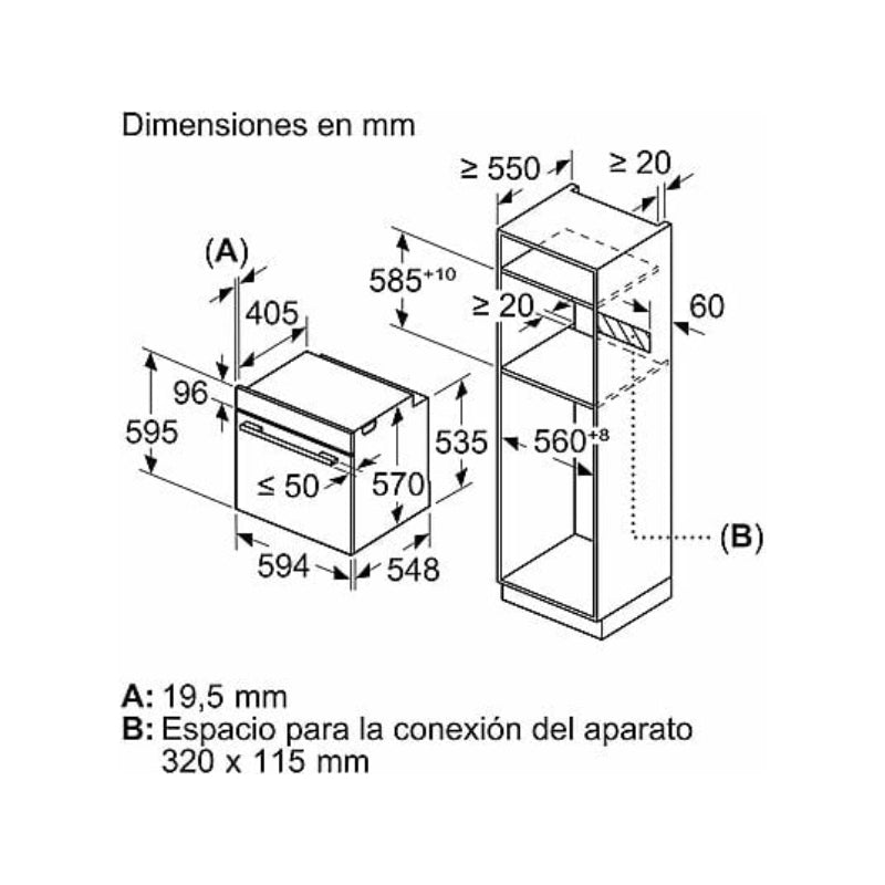 Horno pirolítico Balay 3HA5748N2, 71 L, Multifunción, Aire caliente, Grill, Negro