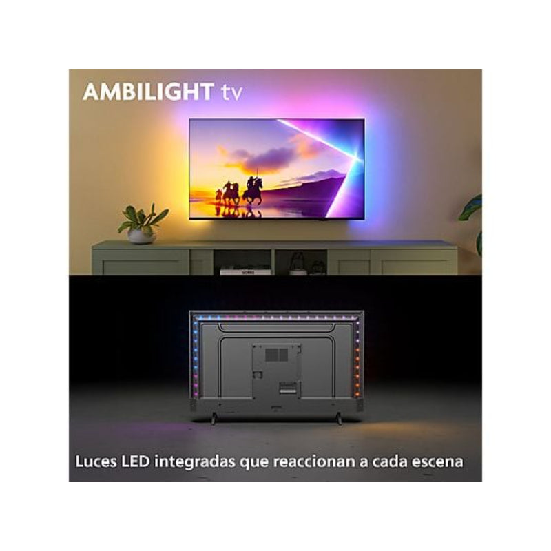 TV Philips Ambilight 43PUS8510/12 QLED Negro Mate 43 Pulgadas 4K UHD | Titan OS Dolby Atmos