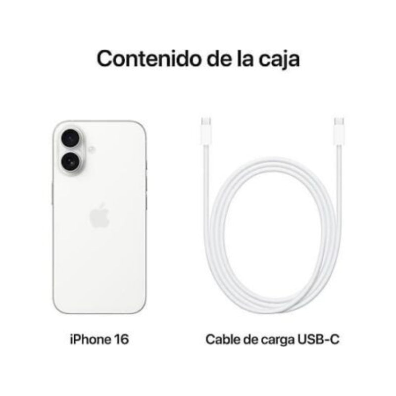 Apple iPhone 16 Blanco 128 GB Smartphone 6,1 Pulgadas Chip A18 Bionic 5G