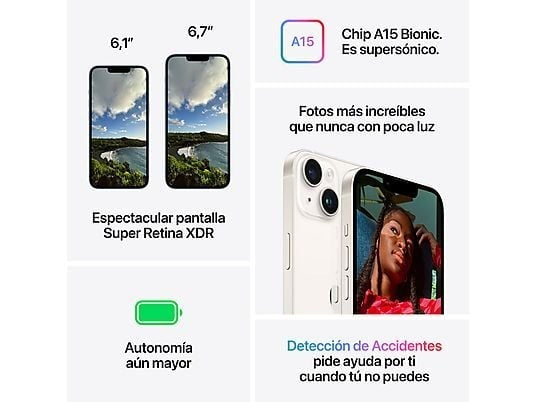 Apple iPhone 14 Medianoche 128 GB Smartphone 6,1 Pulgadas Chip A15 Bionic