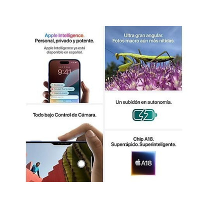 Apple iPhone 16 Blanco 128 GB Smartphone 6,1 Pulgadas Chip A18 Bionic 5G