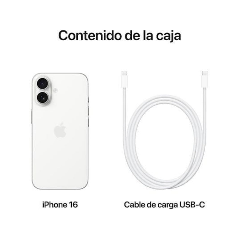 Apple iPhone 16 Blanco 128 GB Smartphone 6,1 Pulgadas Chip A18 Bionic 5G