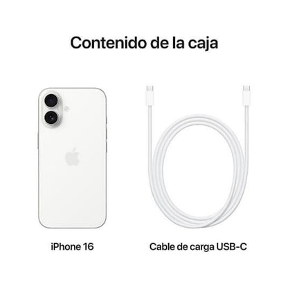 Apple iPhone 16 Blanco 128 GB Smartphone 6,1 Pulgadas Chip A18 Bionic 5G