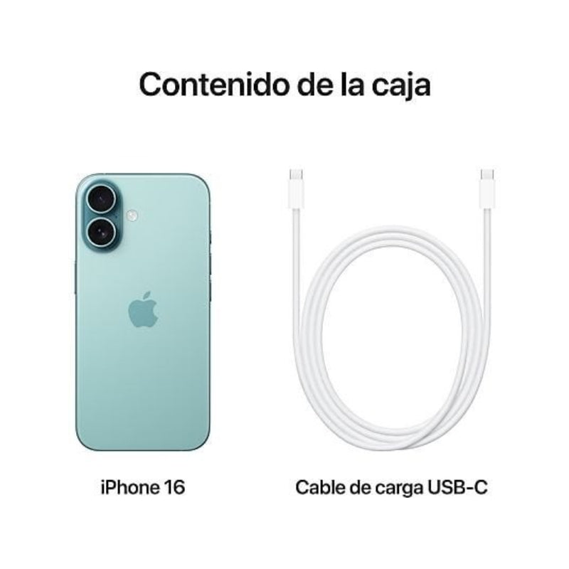 Apple iPhone 16 Verde Azulado 128 GB Smartphone 6,1 Pulgadas Chip A18 Bionic 5G